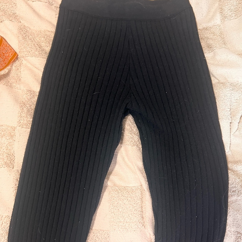 Aerie Black Ribbed Flared Leggings